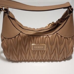 Guess Tan Quilted Shoulder Bag Excellent Condition